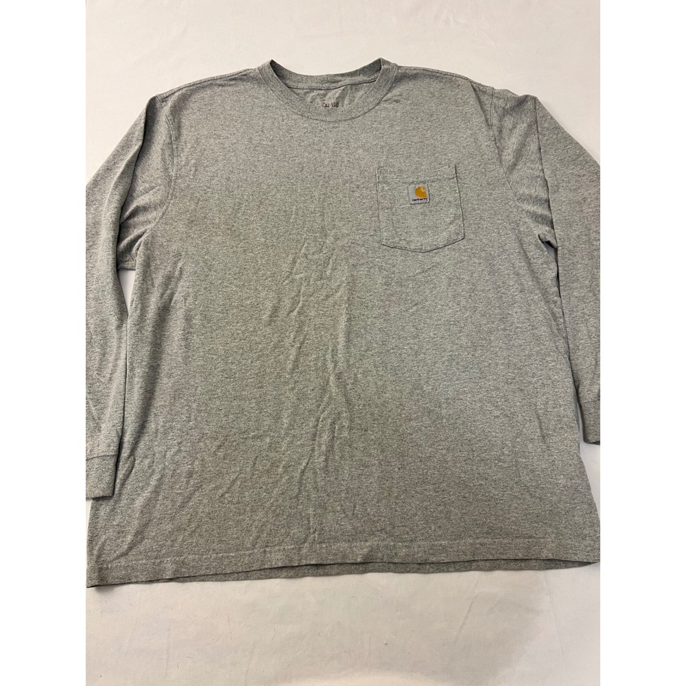Carhartt Mens Long Sleeve Pocket T-Shirt Heather Gray Workwear Large XL - Picture 2 of 8